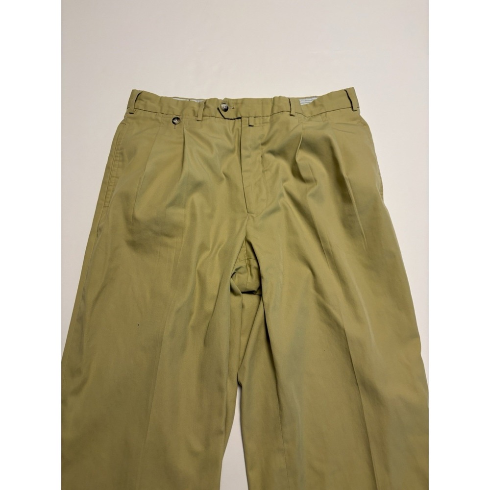 Faconnable Men Size 38 Khaki Pleated Trousers Designed in France Albert Goldberg